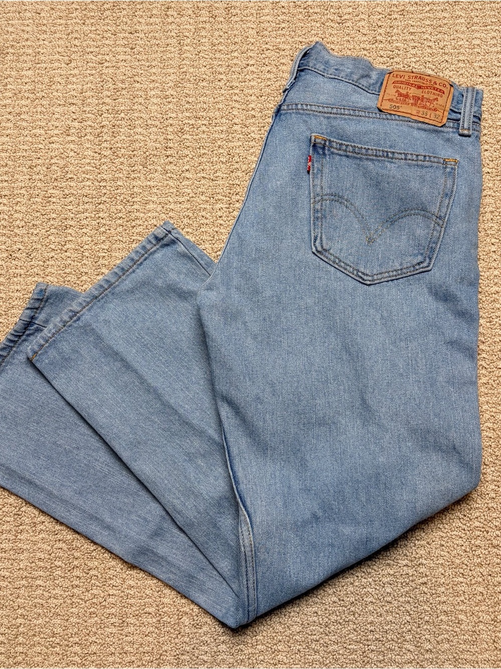 Vintage Y2K Levi's 505 Men's 36x32 Straight‎ Fit Jeans Light Wash Denim